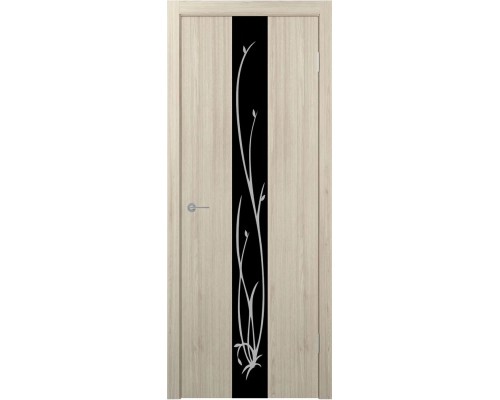 Дверь межкомнатная экошпон ST-13 капучино черное стекло